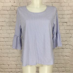 Skies are Blue Striped Ruffle Sleeve Top